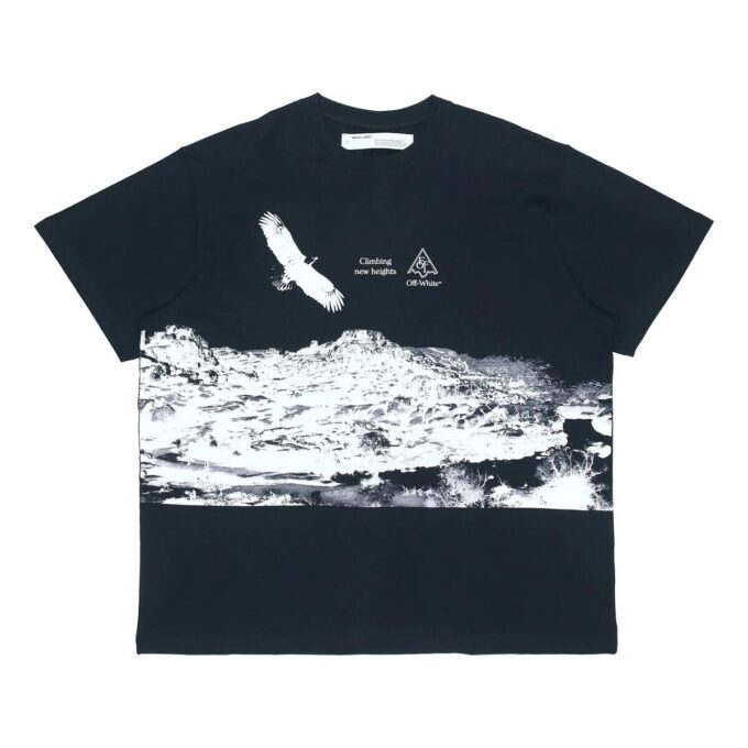 Estampado «Climbing new Heights» Impresión Hombre Holgada Negro