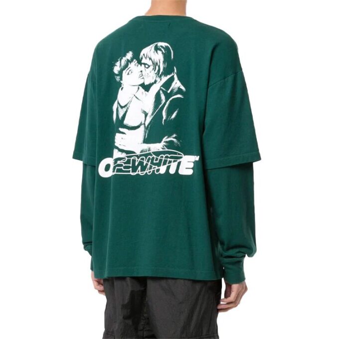 Estampado con logotipo, manga larga, verde