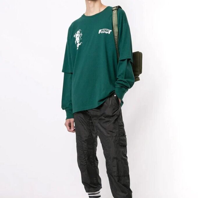 Estampado con logotipo, manga larga, verde
