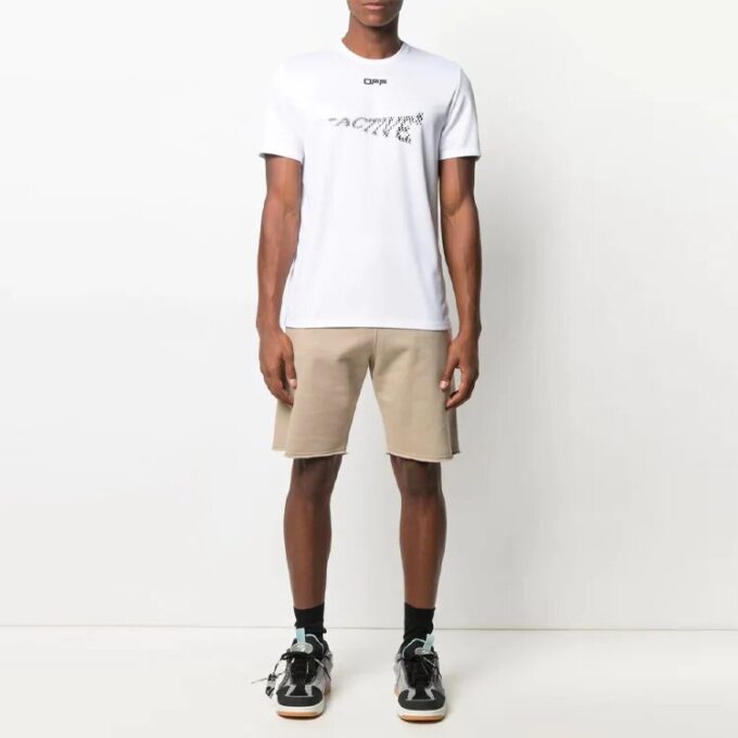 Estampado con motivos, pantalones cortos, corte ajustado, versión en blanco