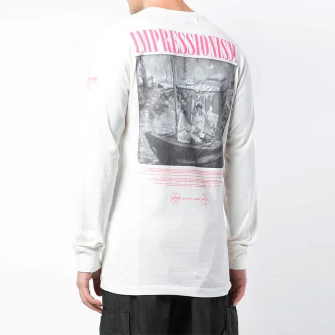 Estampado, cuello redondo, blanco