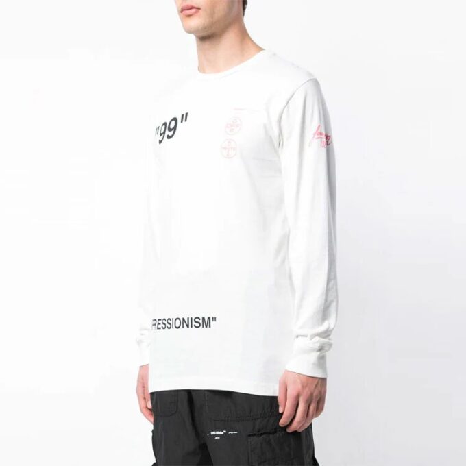 Estampado, cuello redondo, blanco