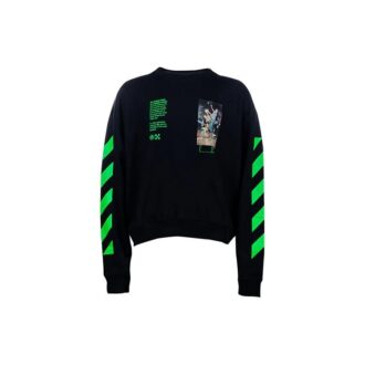 Estampado, cuello redondo, manga larga, corte holgado, negro