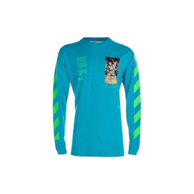 Estampado, cuello redondo, manga larga, versión azul cielo