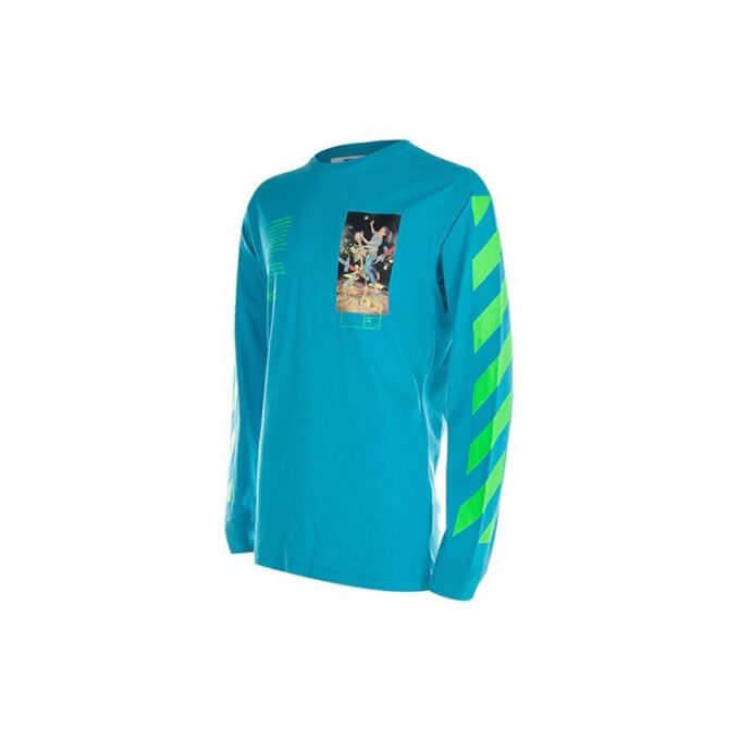 Estampado, cuello redondo, manga larga, versión azul cielo