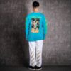 Estampado, cuello redondo, manga larga, versión azul cielo