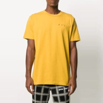 Estampado, cuello redondo, pantalones cortos, amarillo
