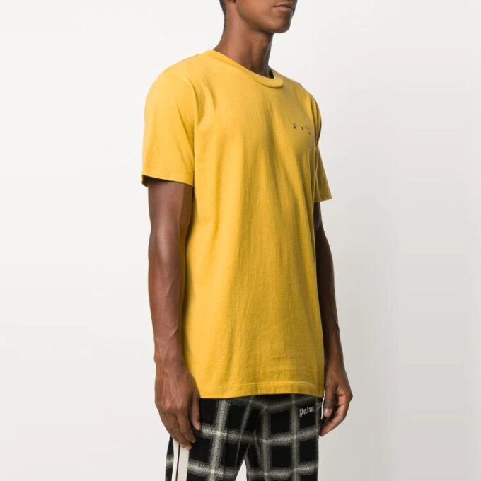 Estampado, cuello redondo, pantalones cortos, amarillo
