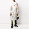 Estampado, de botonadura sencilla, con cordones, cortavientos, versión estándar, blanco