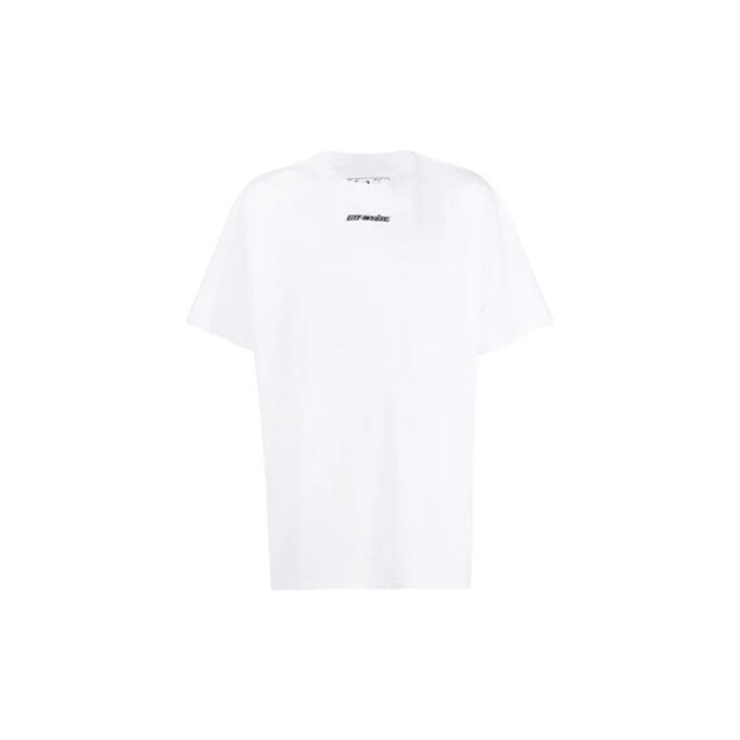 Estampado de flecha en la espalda, cuello redondo, pantalones cortos, corte holgado, blanco
