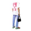 Estampado de flecha en la espalda, cuello redondo, pantalones cortos, corte holgado, blanco