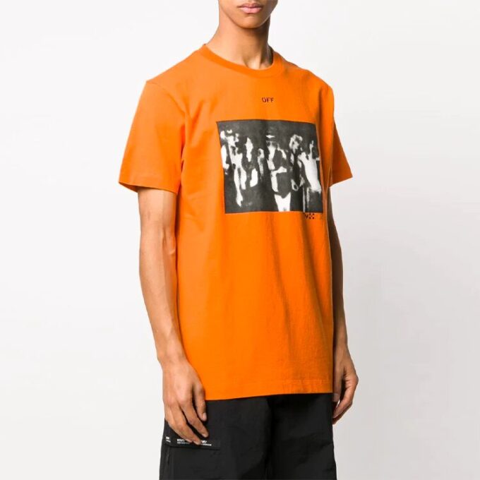 Estampado de flechas de graffiti, pantalones cortos, corte holgado, naranja