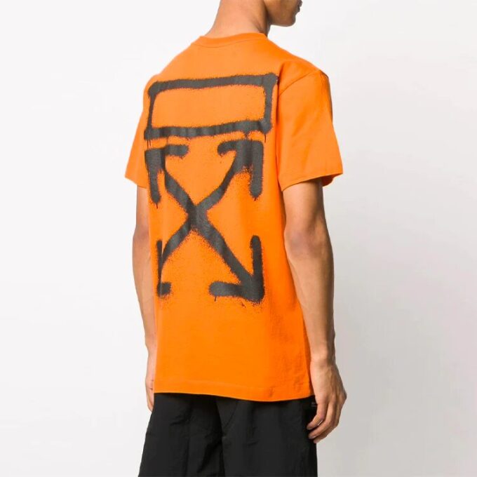 Estampado de flechas de graffiti, pantalones cortos, corte holgado, naranja