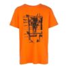 Estampado de flechas en algodón, cuello redondo, pantalones cortos, naranja