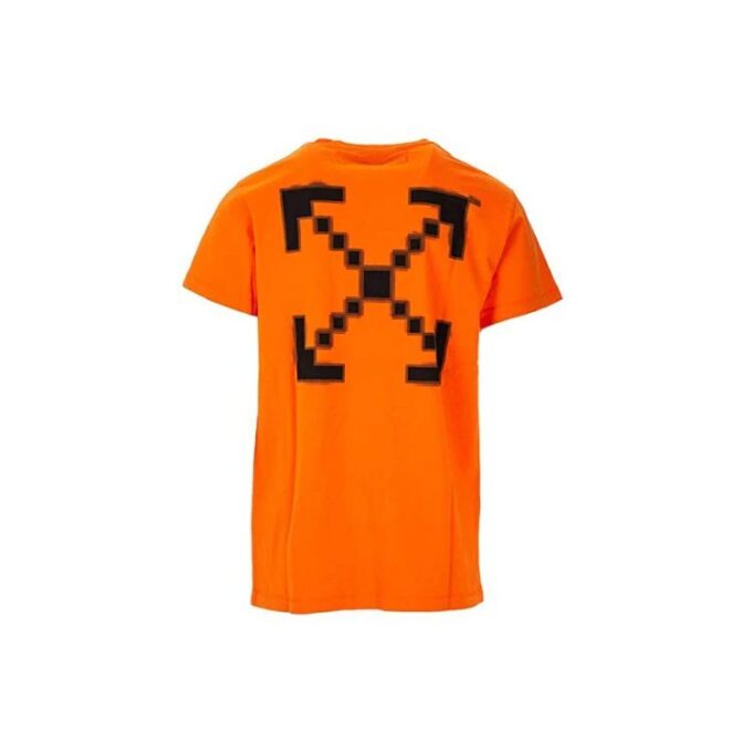 Estampado de flechas en algodón, cuello redondo, pantalones cortos, naranja