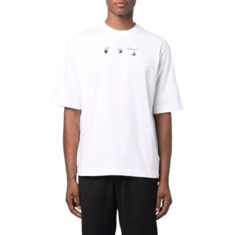 Estampado de flechas grandes, cuello redondo, pantalones cortos, blanco