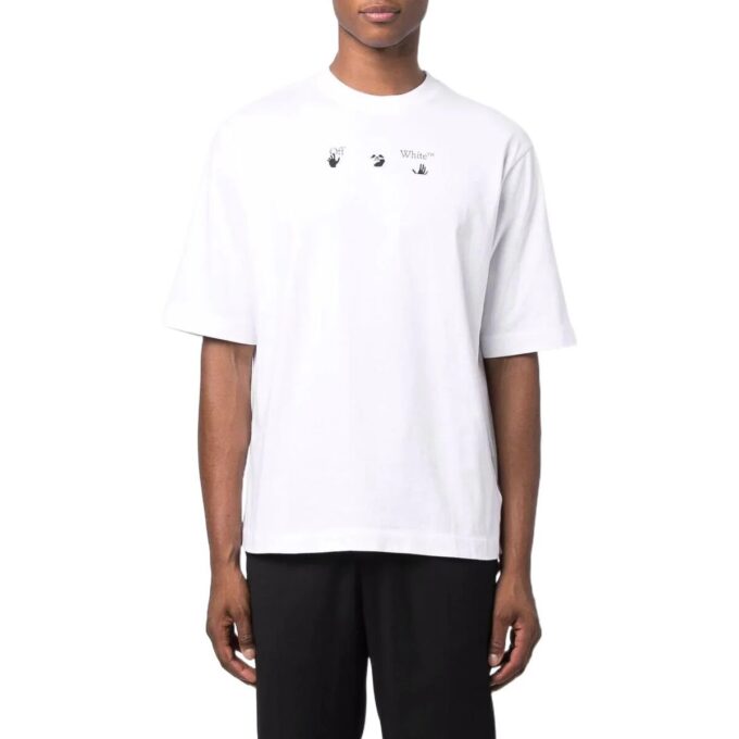 Estampado de flechas grandes, cuello redondo, pantalones cortos, blanco