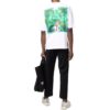 Estampado de flechas grandes, cuello redondo, pantalones cortos, blanco