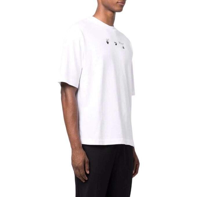 Estampado de flechas grandes, cuello redondo, pantalones cortos, blanco