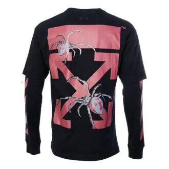 Estampado de flechas, manga larga, corte holgado, negro