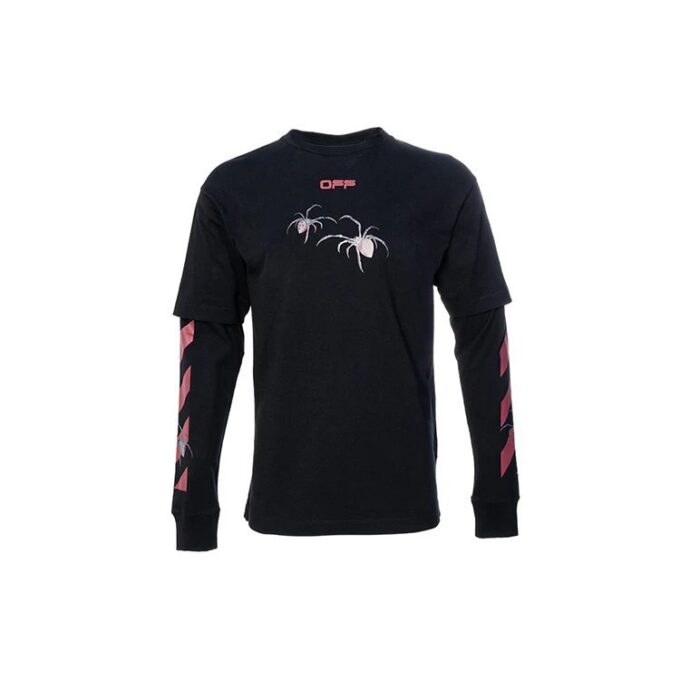 Estampado de flechas, manga larga, corte holgado, negro