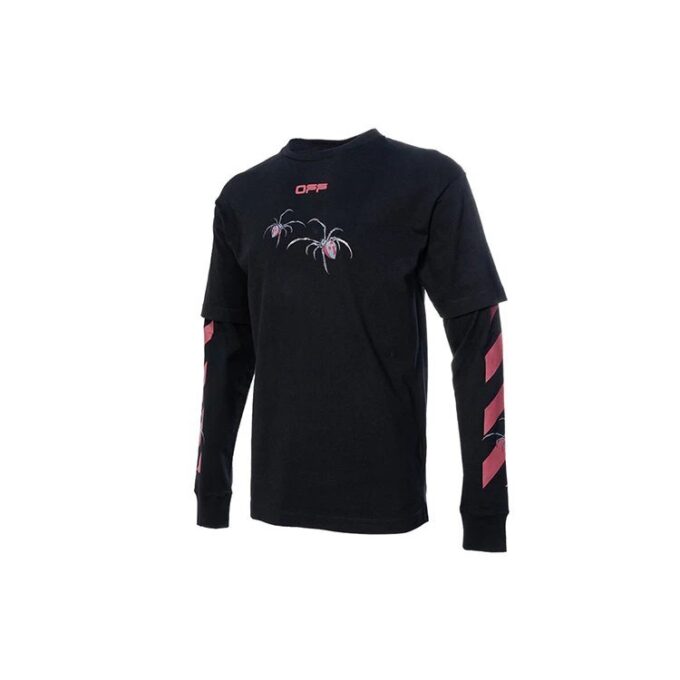 Estampado de flechas, manga larga, corte holgado, negro