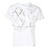 Estampado de águila diagonal, manga corta, blanco