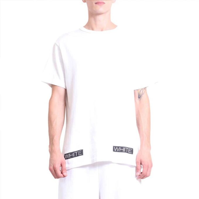 Estampado de logotipo a rayas, pantalones cortos, versión estándar, blanco