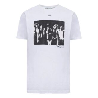 Estampado en el pecho, manga corta, blanco