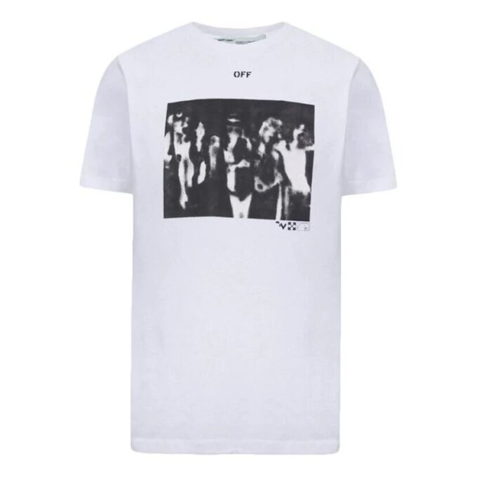 Estampado en el pecho, manga corta, blanco