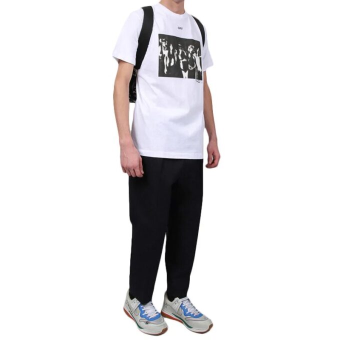 Estampado en el pecho, manga corta, blanco
