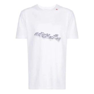 Estampado en el pecho, manga corta, versión estándar, blanco