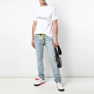 Estampado en el pecho, manga corta, versión estándar, blanco