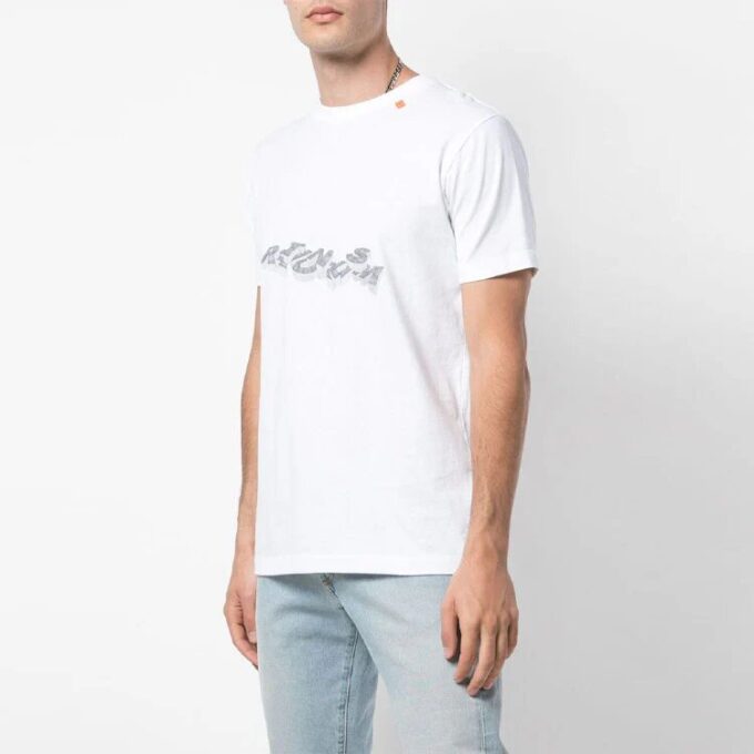 Estampado en el pecho, manga corta, versión estándar, blanco