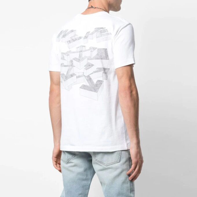Estampado en el pecho, manga corta, versión estándar, blanco