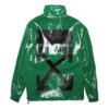 Estampado en la espalda, media cremallera, cuello alto, corte holgado, verde