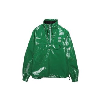 Estampado en la espalda, media cremallera, cuello alto, corte holgado, verde