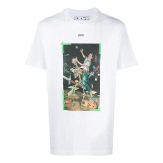Estampado pintado, manga corta, blanco