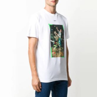 Estampado pintado, manga corta, blanco