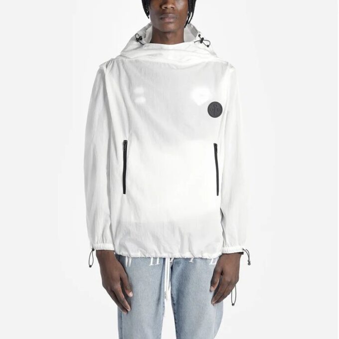 FW19 Chaqueta con capucha y estampado para hombre, blanca