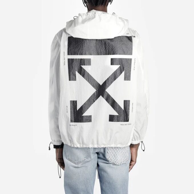 FW19 Chaqueta con capucha y estampado para hombre, blanca