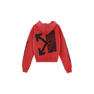 FW19 Sudadera con capucha oversize de felpa con estampado de Arrows divididas y grafitis para hombre, color rojo