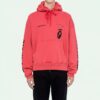 FW19 Sudadera con capucha oversize de felpa con estampado de Arrows divididas y grafitis para hombre, color rojo