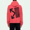 FW19 Sudadera con capucha oversize de felpa con estampado de Arrows divididas y grafitis para hombre, color rojo