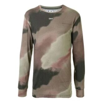 FW20 Camiseta de manga larga con estampado de Arrows y camuflaje para hombre, verde