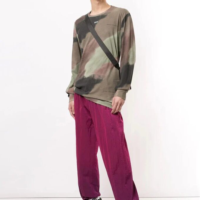 FW20 Camiseta de manga larga con estampado de Arrows y camuflaje para hombre, verde
