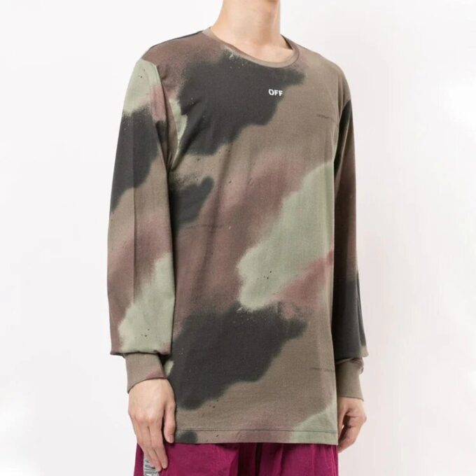 FW20 Camiseta de manga larga con estampado de Arrows y camuflaje para hombre, verde