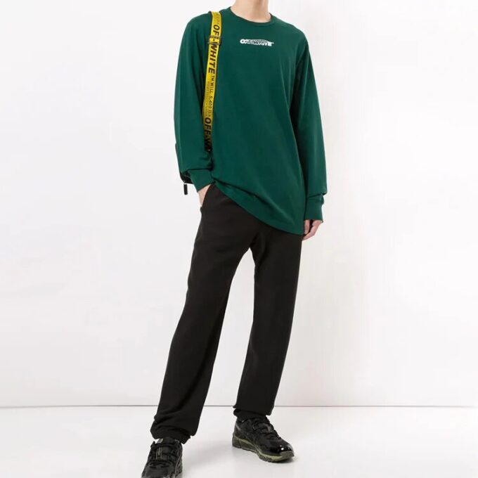 FW20 Camiseta de manga larga para hombre con estampado de logotipo de graffiti, verde