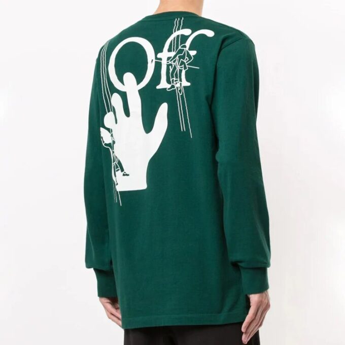 FW20 Camiseta de manga larga para hombre con estampado de logotipo de graffiti, verde