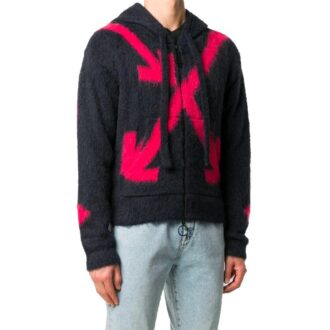 FW20 Fuzzy Arrows Jersey con capucha y manga larga para hombre Negro
